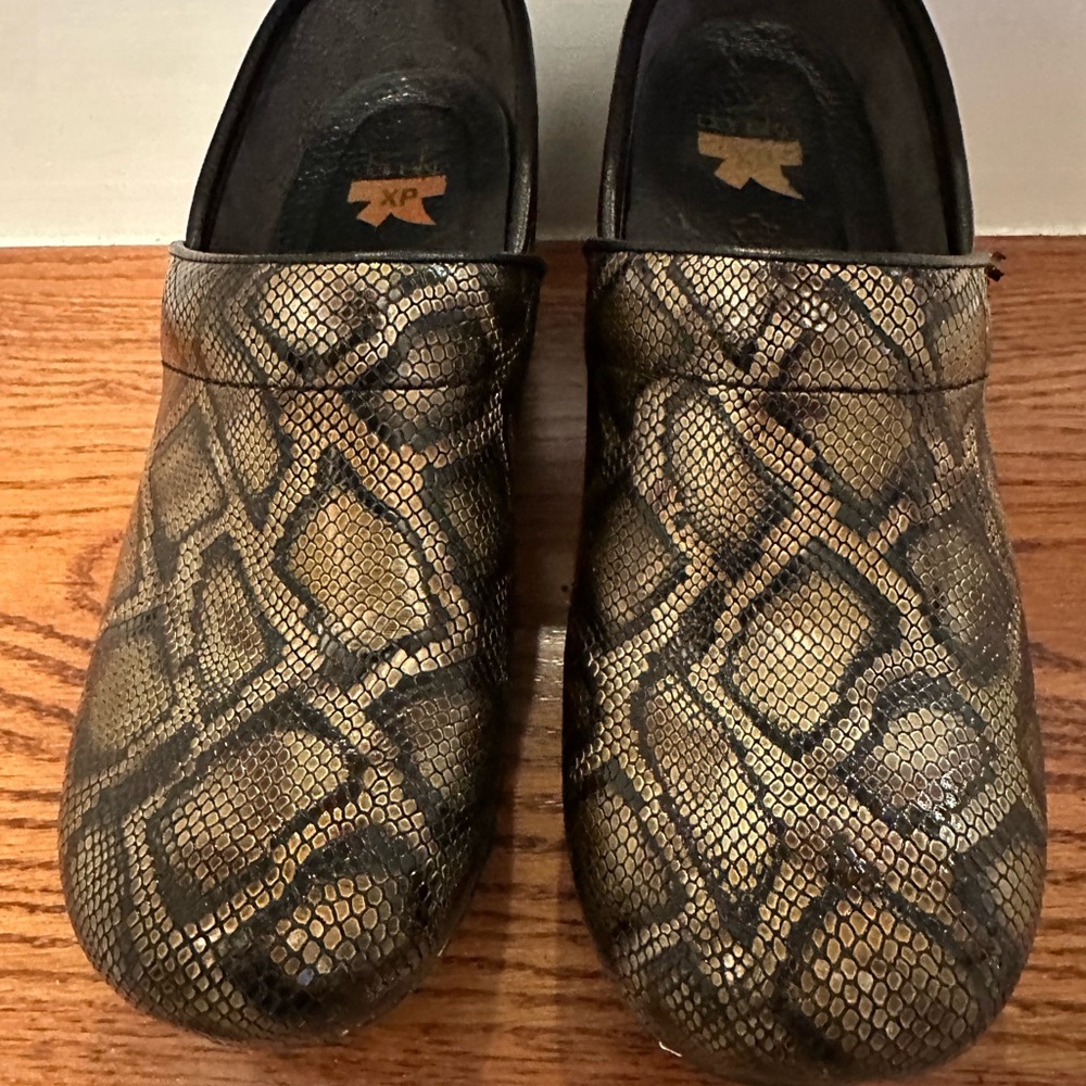 Dansko Snakeskin Pattern Clogs
